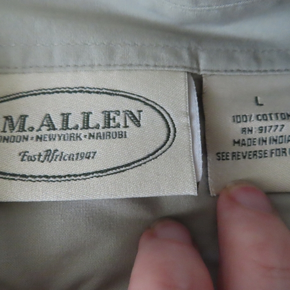 F.M. Allen  Men's beige safari  Button Down Shirt Casual L - Picture 5 of 5